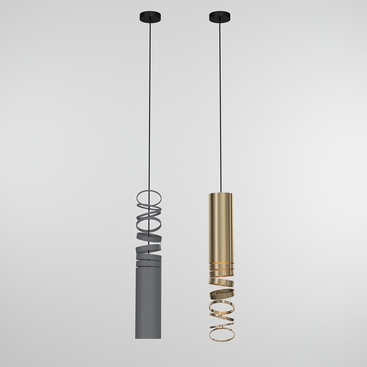 DECOMPOCE pendant light in gold 3D model_2