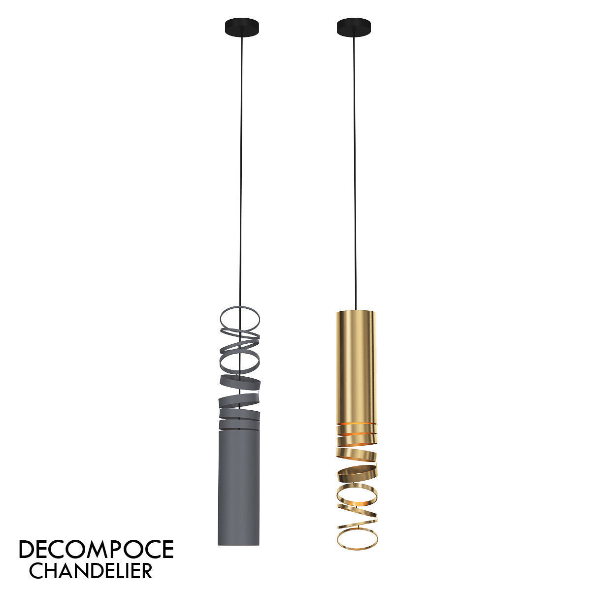 DECOMPOCE pendant light in gold 3D model_1