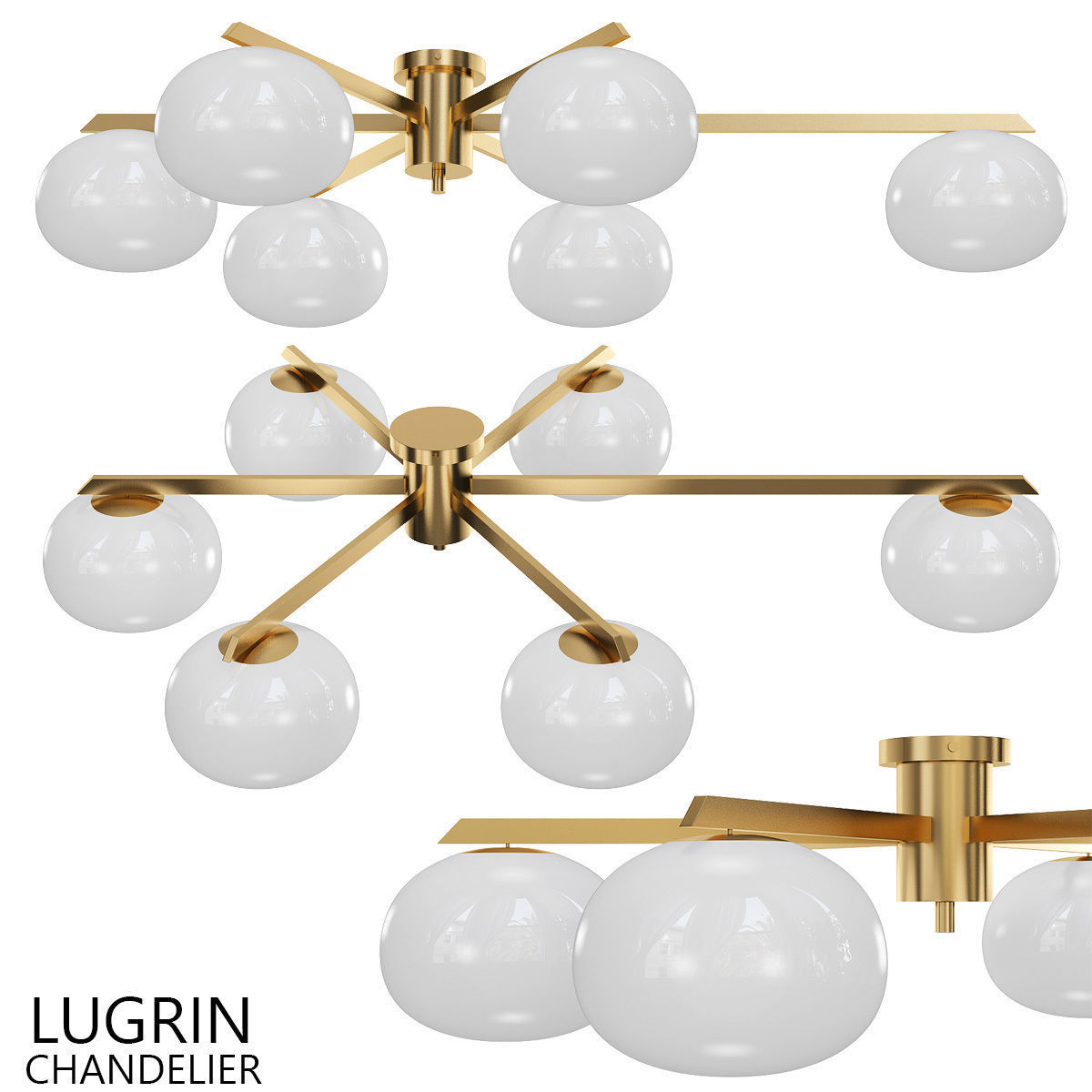LUGRIN ceiling light with five glass balls 3D model_1