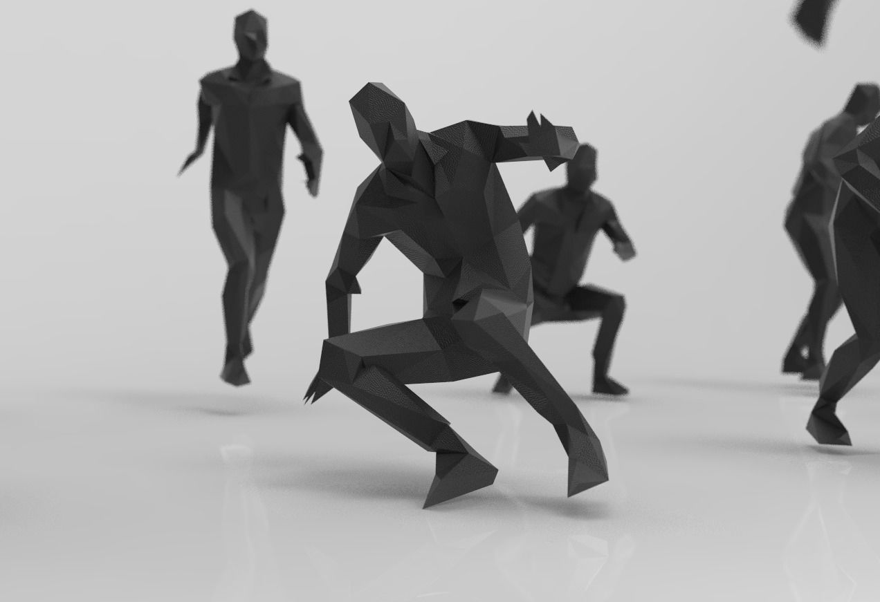 lowpoly posed man various actions pack - 21 pcs 3D model_7
