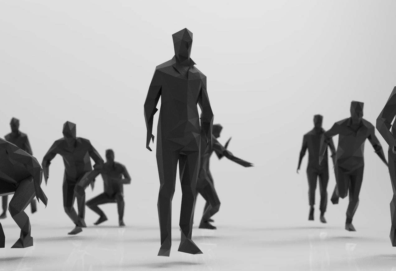 lowpoly posed man various actions pack - 21 pcs 3D model_3