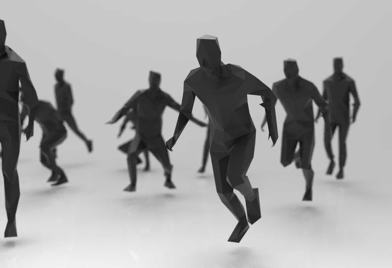 lowpoly posed man various actions pack - 21 pcs 3D model_2