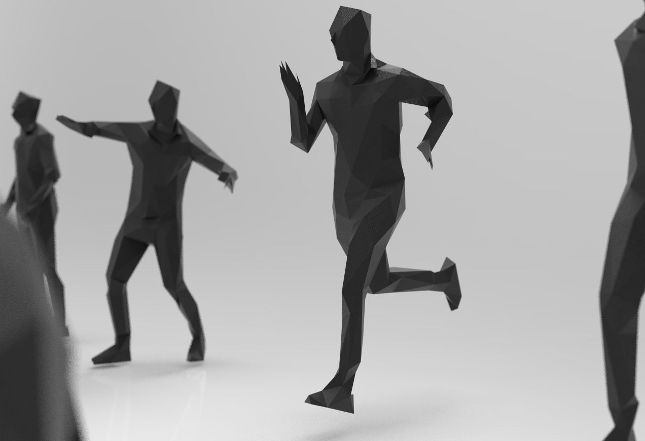 lowpoly posed man various actions pack - 21 pcs 3D model_6