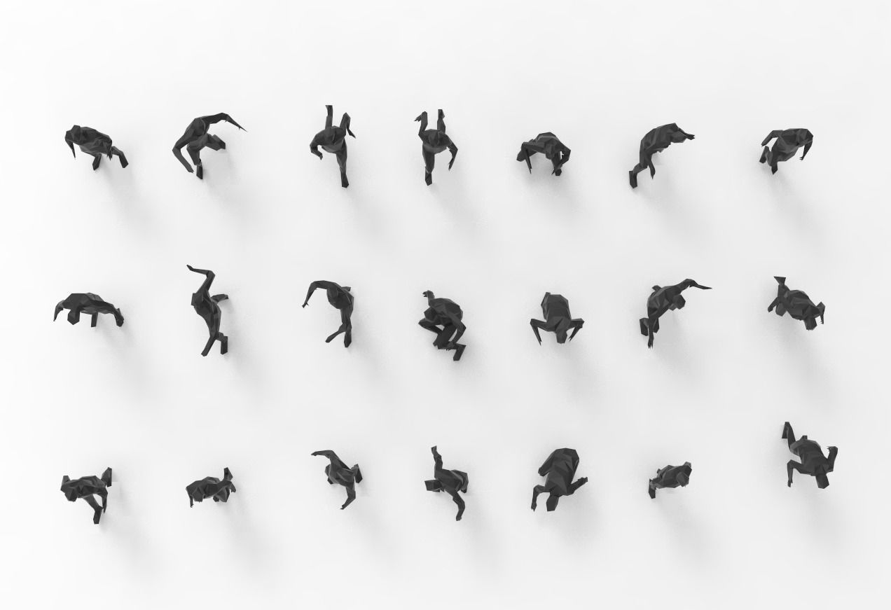 lowpoly posed man various actions pack - 21 pcs 3D model_10