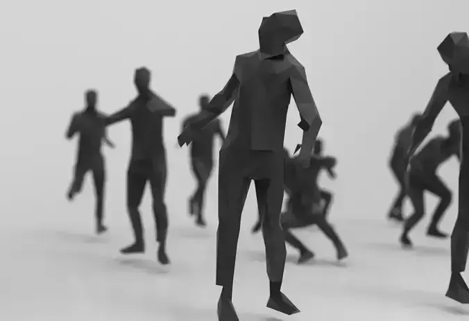 lowpoly posed man various actions pack - 21 pcs 3D model