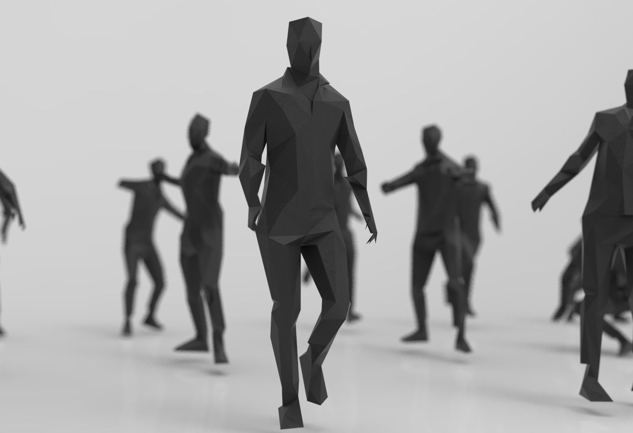 lowpoly posed man various actions pack - 21 pcs 3D model_1