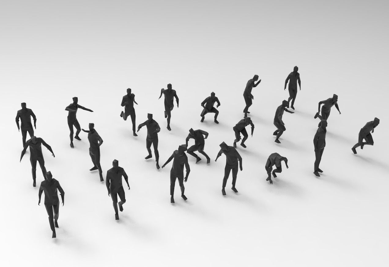 lowpoly posed man various actions pack - 21 pcs 3D model_8