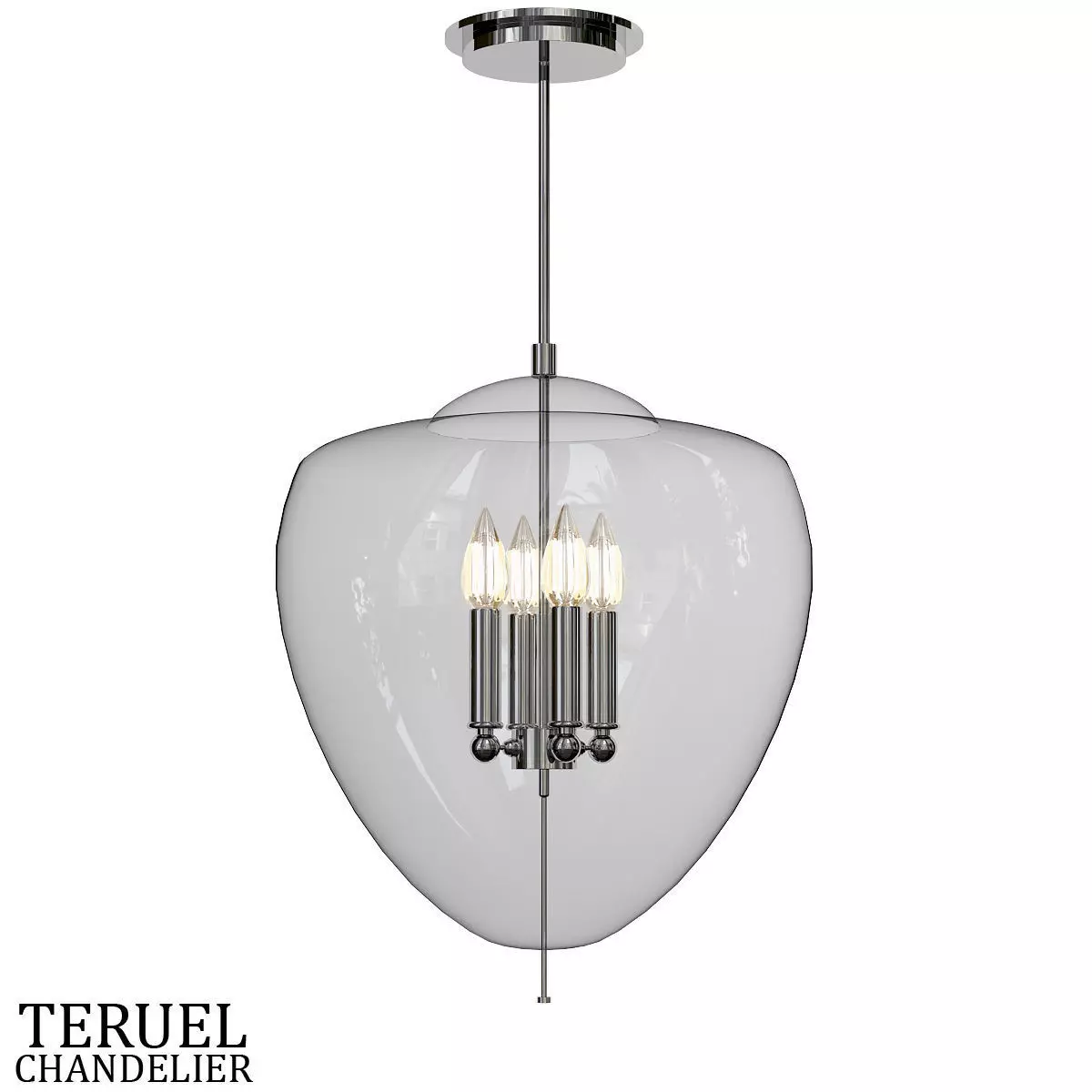 TERUEL clear glass pendant light with four lights 3D model