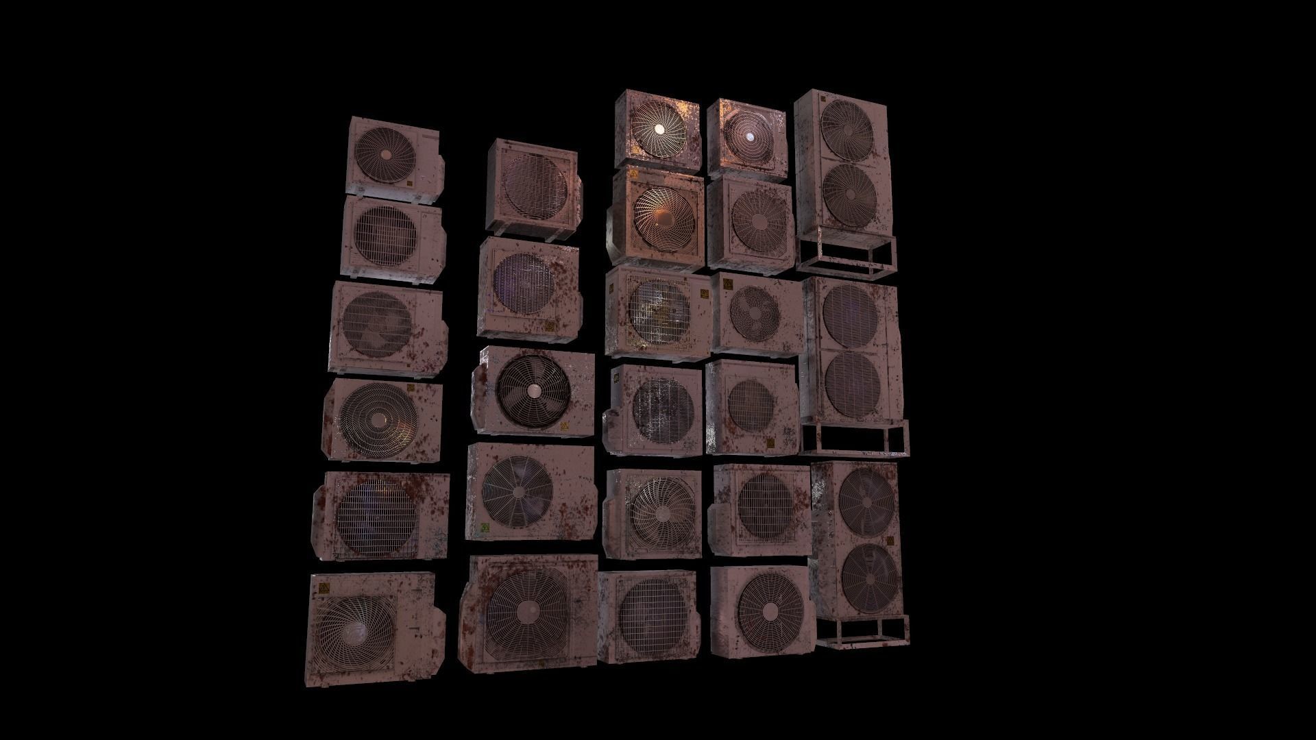 26 Air Conditioner Clean And Dirty Textures With One Texture Low-poly 3D model_4