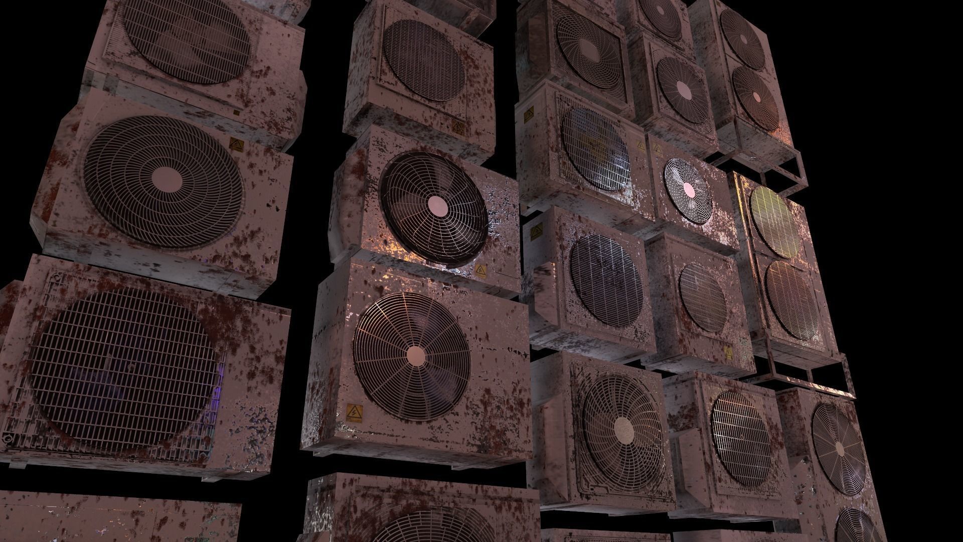 26 Air Conditioner Clean And Dirty Textures With One Texture Low-poly 3D model_10