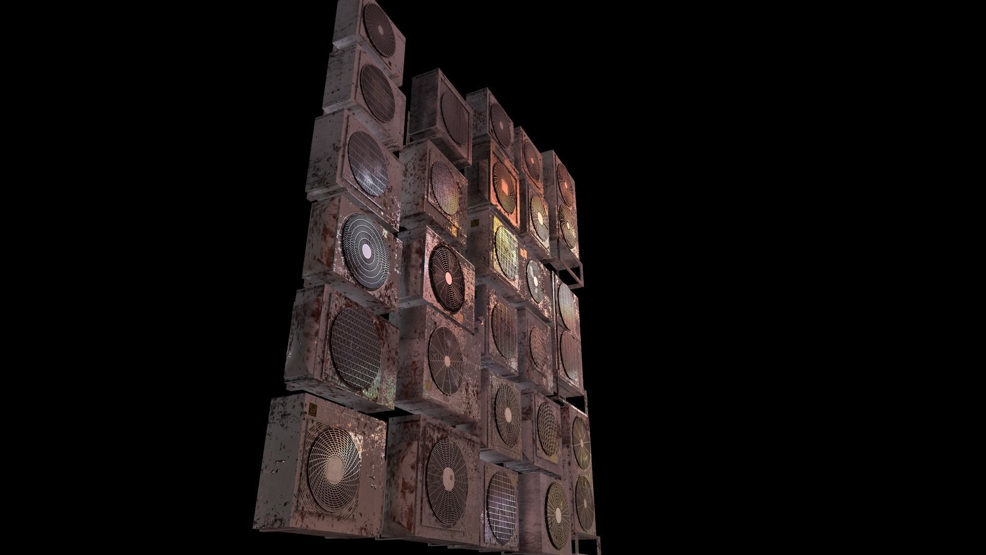 26 Air Conditioner Clean And Dirty Textures With One Texture Low-poly 3D model_8