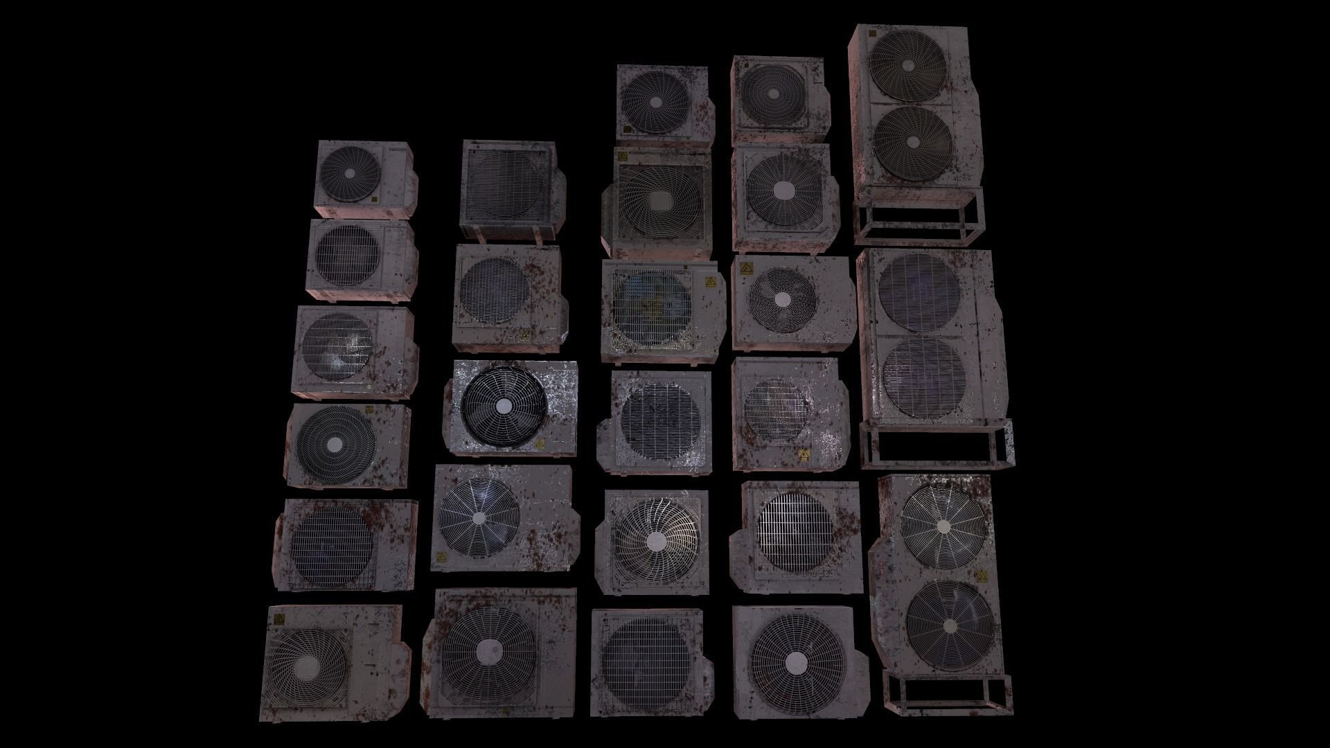 26 Air Conditioner Clean And Dirty Textures With One Texture Low-poly 3D model_18