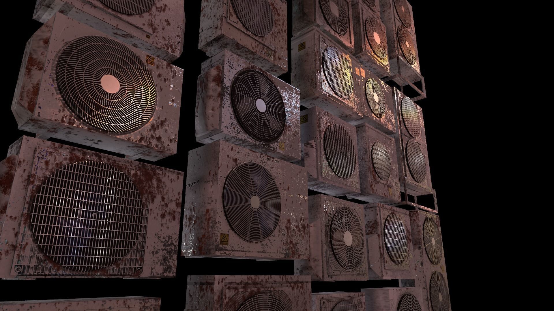 26 Air Conditioner Clean And Dirty Textures With One Texture Low-poly 3D model_14