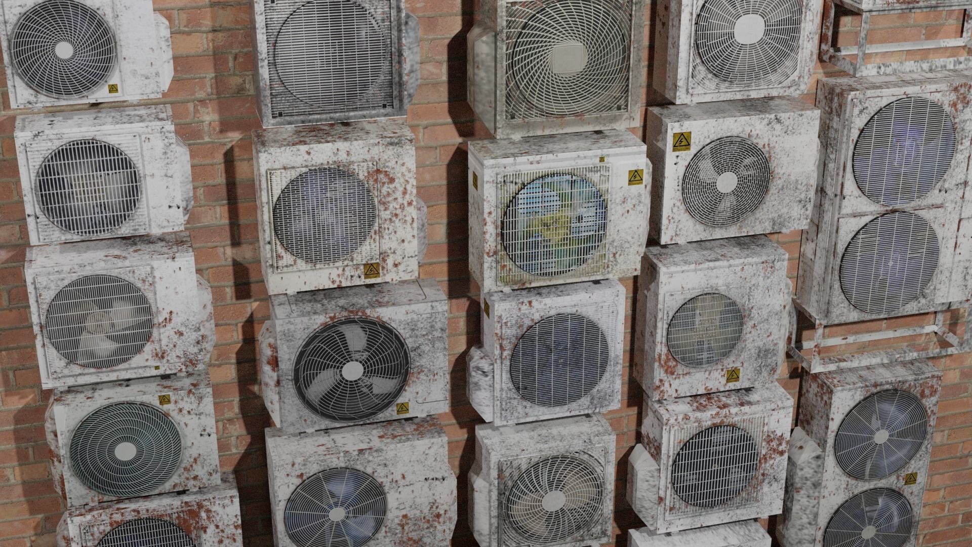 26 Air Conditioner Clean And Dirty Textures With One Texture Low-poly 3D model_2