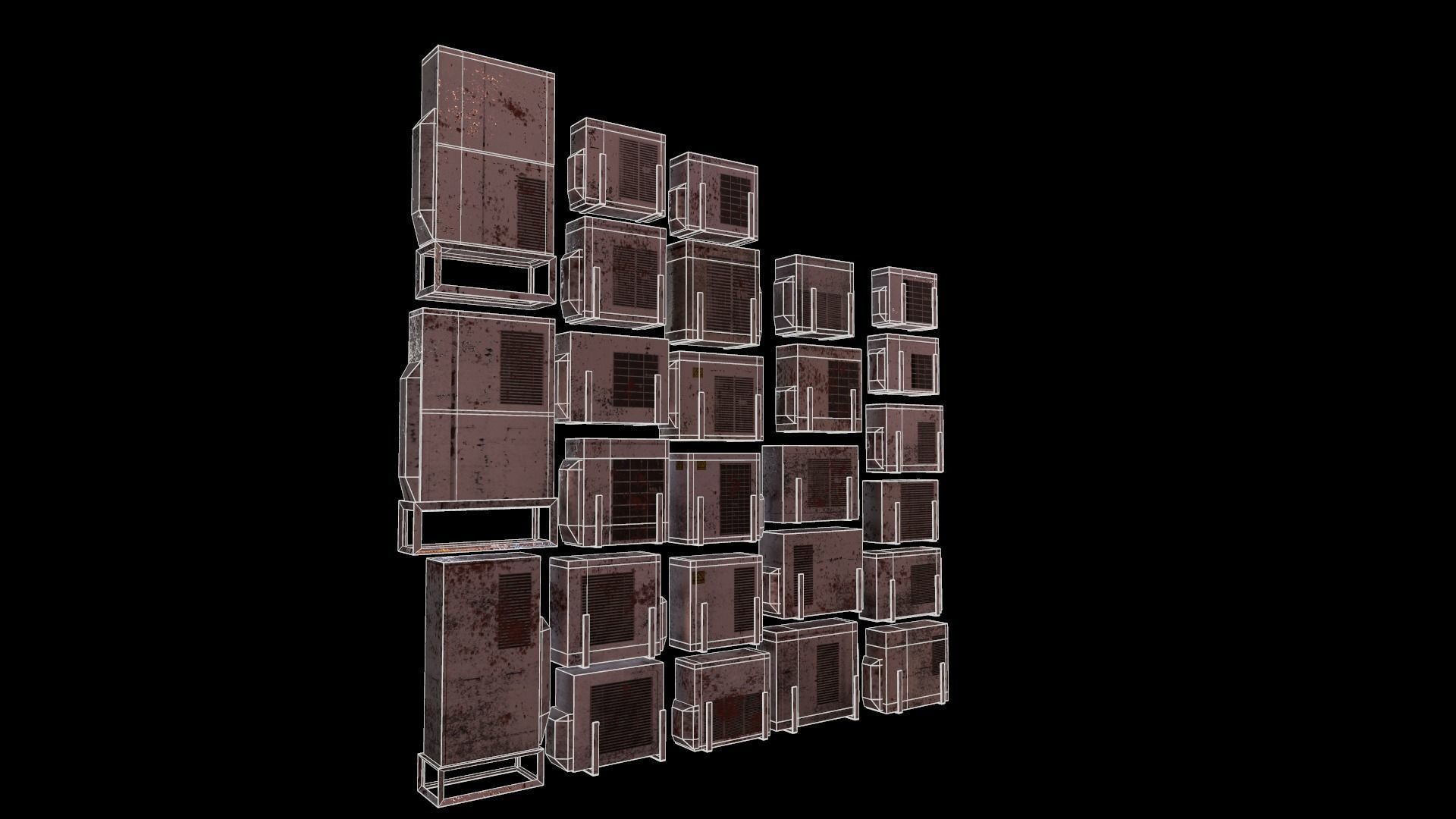 26 Air Conditioner Clean And Dirty Textures With One Texture Low-poly 3D model_19