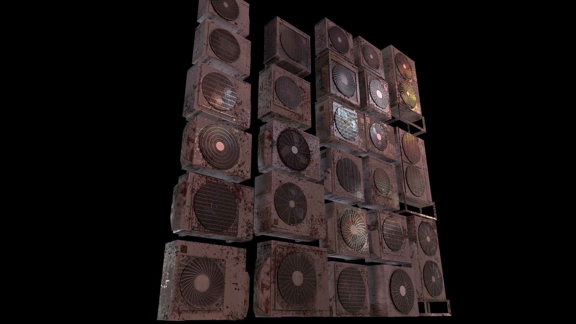 26 Air Conditioner Clean And Dirty Textures With One Texture Low-poly 3D model_16