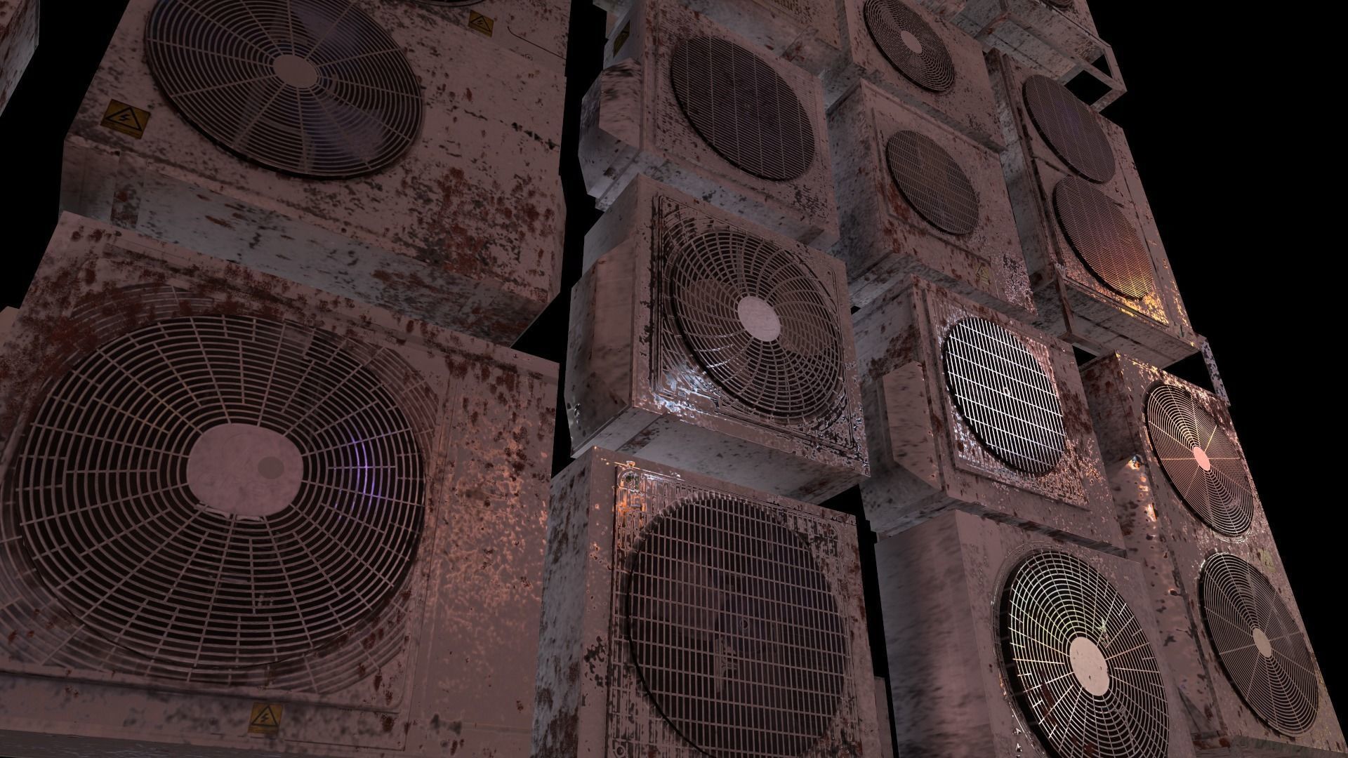 26 Air Conditioner Clean And Dirty Textures With One Texture Low-poly 3D model_13