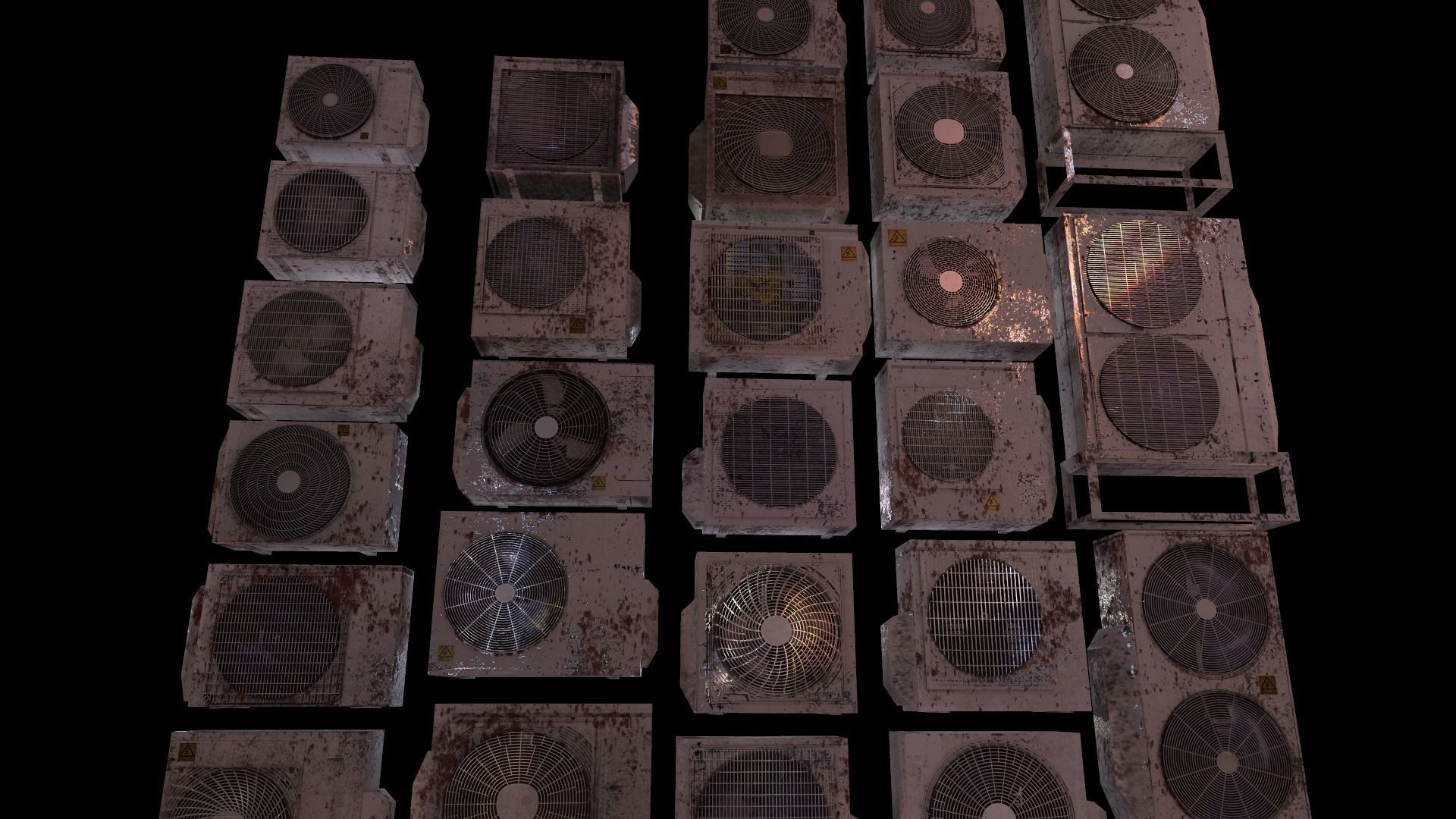 26 Air Conditioner Clean And Dirty Textures With One Texture Low-poly 3D model_11