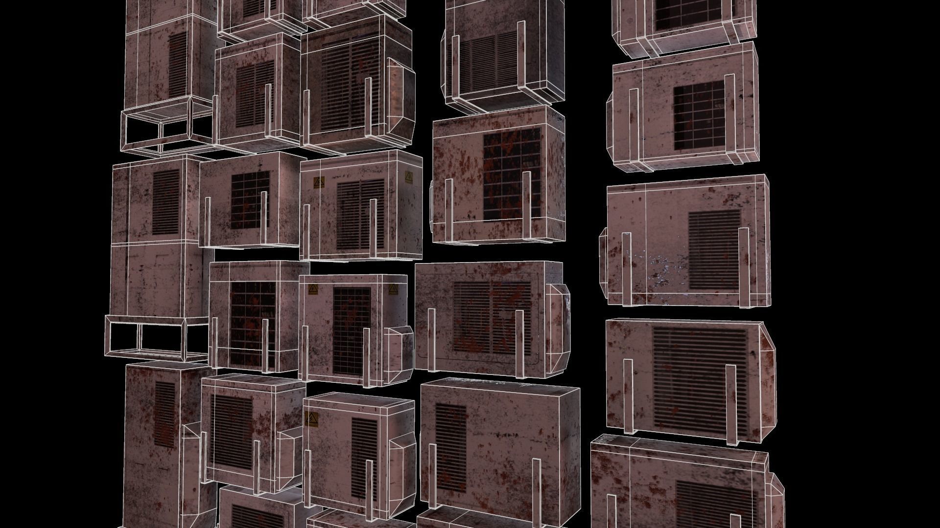 26 Air Conditioner Clean And Dirty Textures With One Texture Low-poly 3D model_20