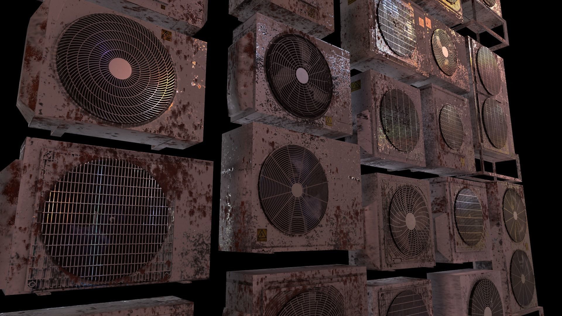 26 Air Conditioner Clean And Dirty Textures With One Texture Low-poly 3D model_15