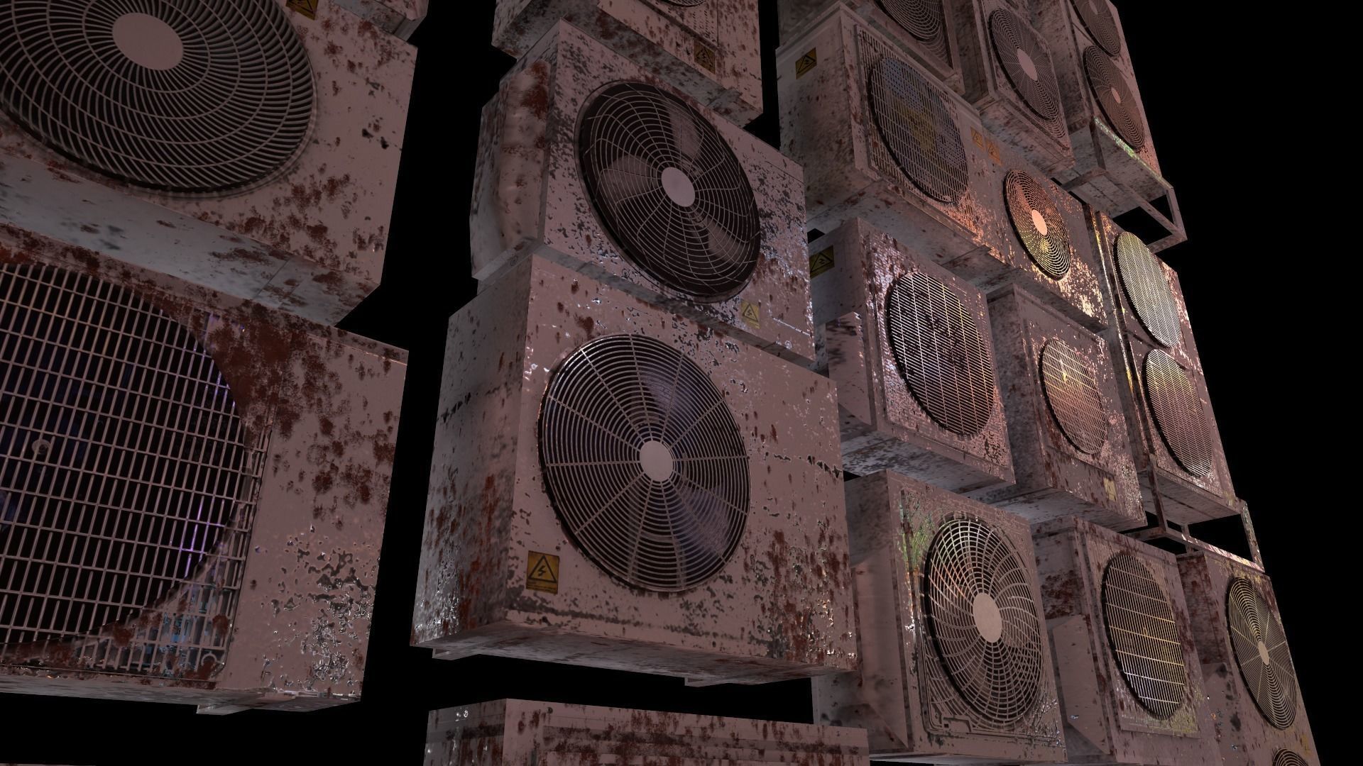 26 Air Conditioner Clean And Dirty Textures With One Texture Low-poly 3D model_9