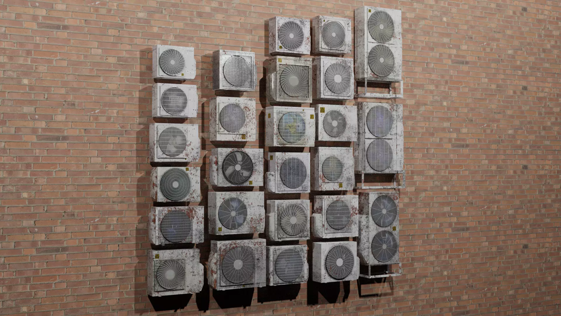 26 Air Conditioner Clean And Dirty Textures With One Texture Low-poly 3D model_0