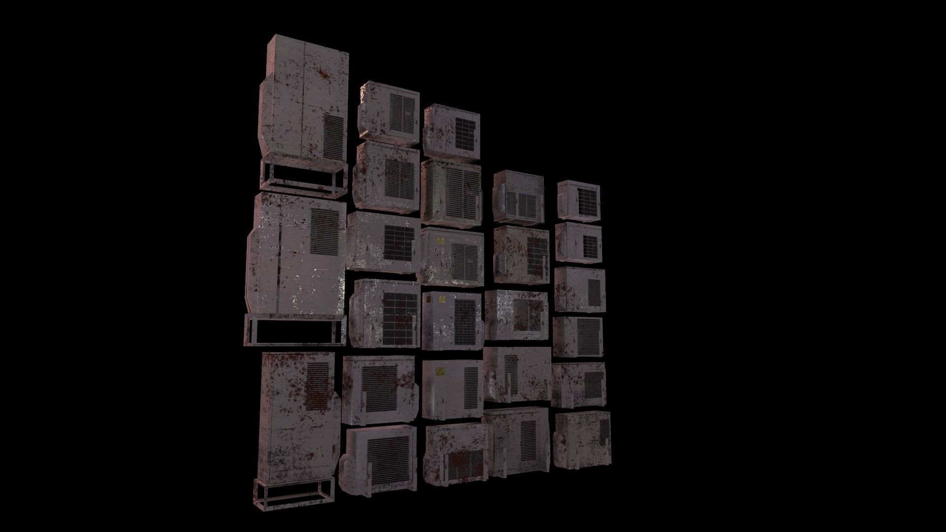 26 Air Conditioner Clean And Dirty Textures With One Texture Low-poly 3D model_6