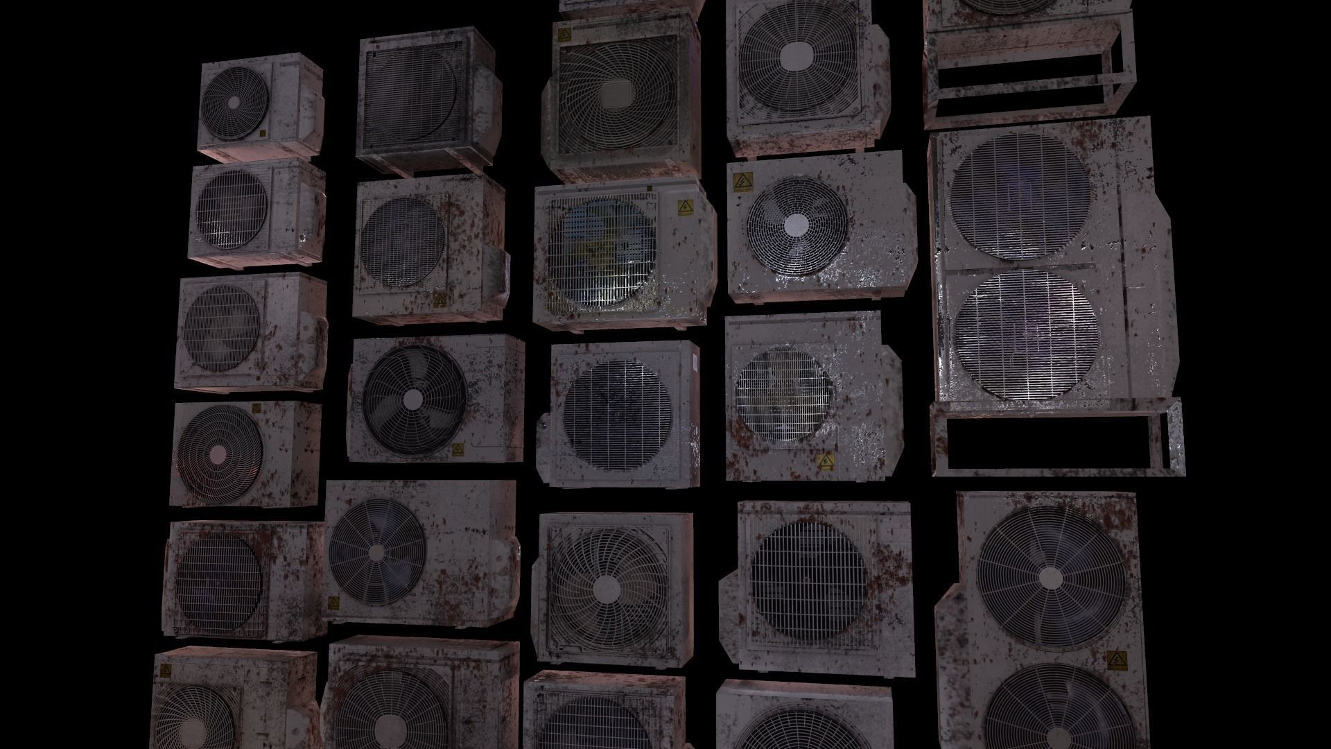 26 Air Conditioner Clean And Dirty Textures With One Texture Low-poly 3D model_17