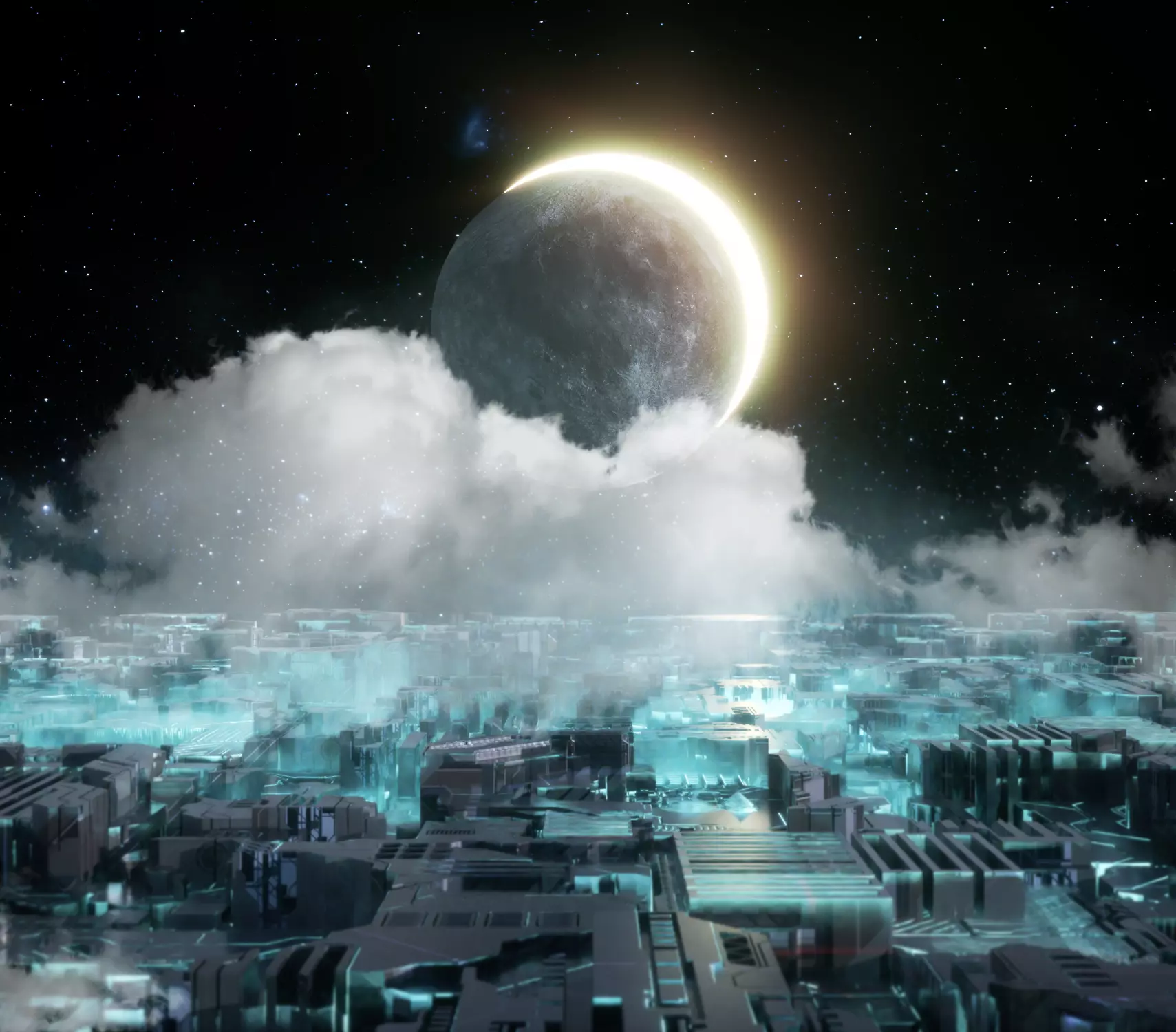 Sci Fi City Sunset Low-poly 3D model