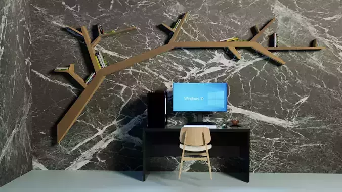 Simple Workspace-Workstation Free low-poly 3D model