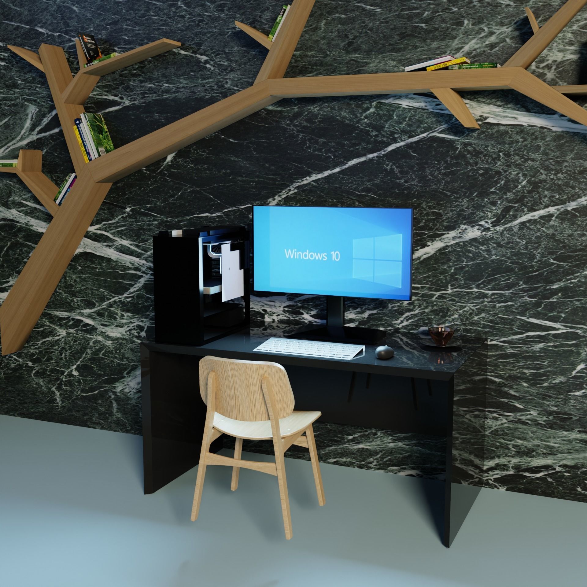 Simple Workspace-Workstation Free low-poly 3D model_2