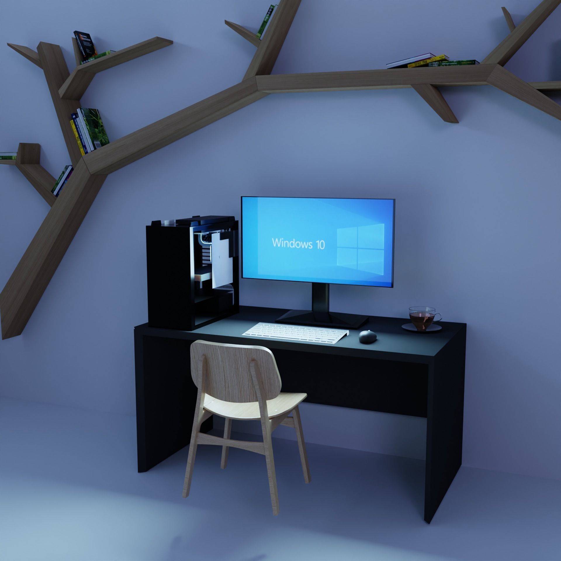 Simple Workspace-Workstation Free low-poly 3D model_1