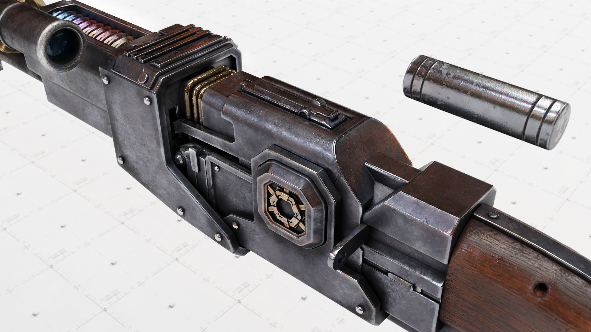 Mandalorian Amban Rifle - 3D Asset Kit PBR Low-poly 3D model_15