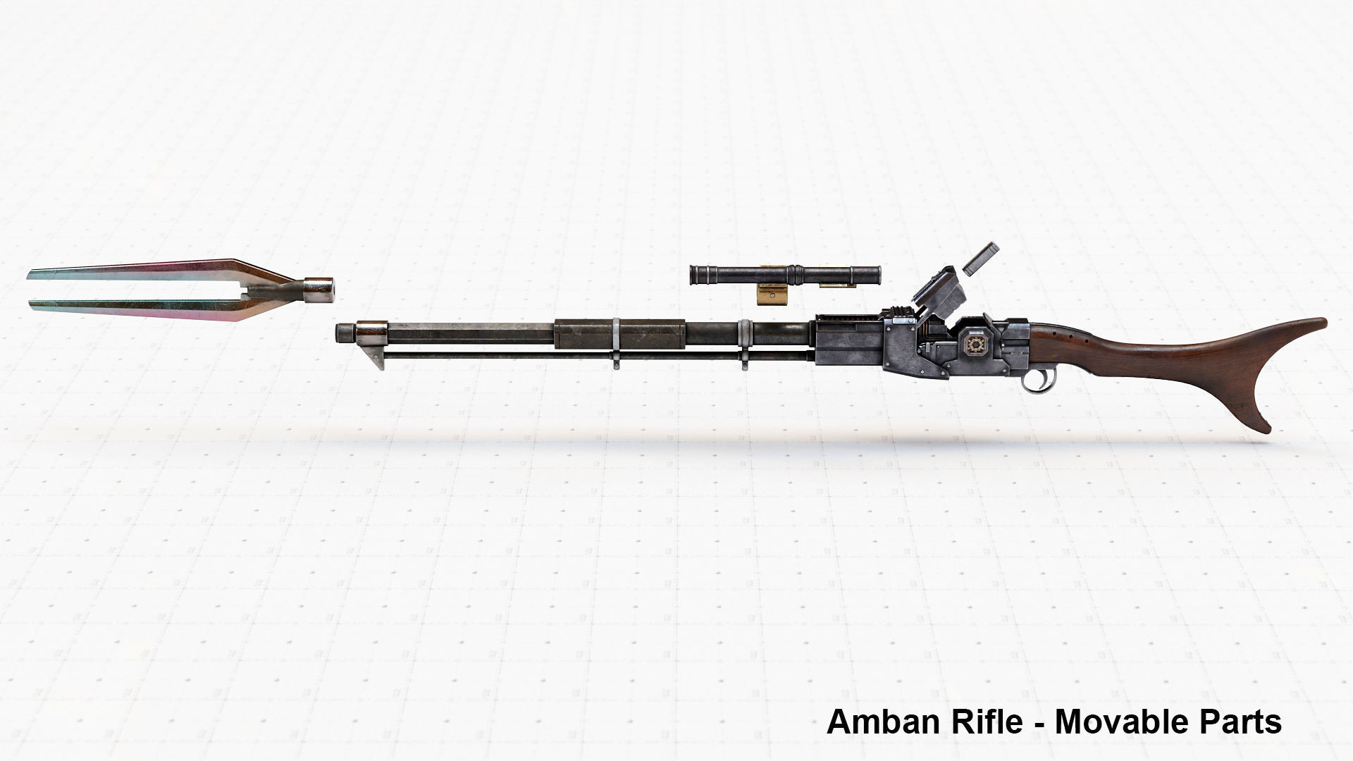 Mandalorian Amban Rifle - 3D Asset Kit PBR Low-poly 3D model_1