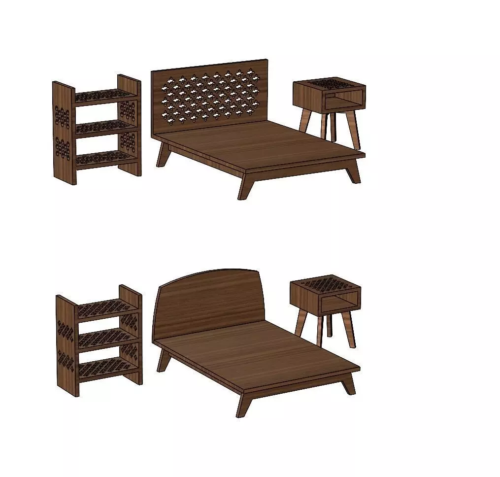 Miniature set of bedroom furniture for model making props 3D print model_0