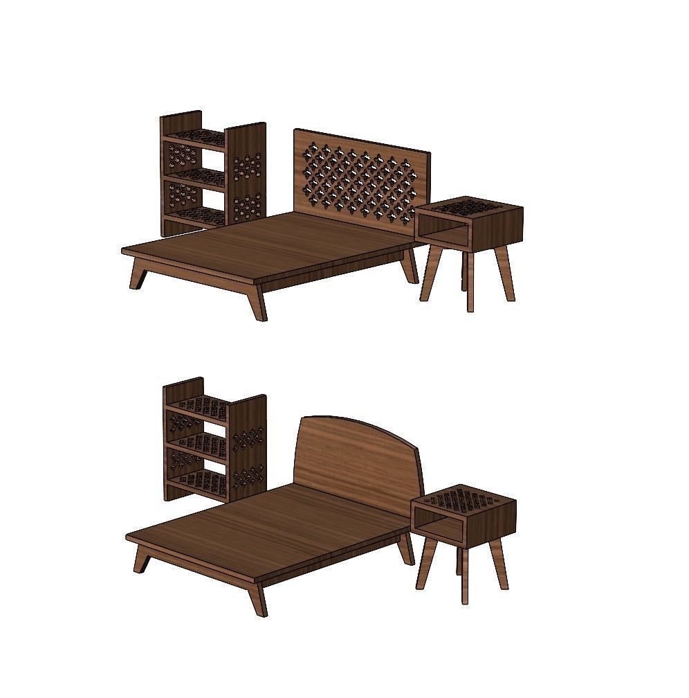 Miniature set of bedroom furniture for model making props 3D print model_5