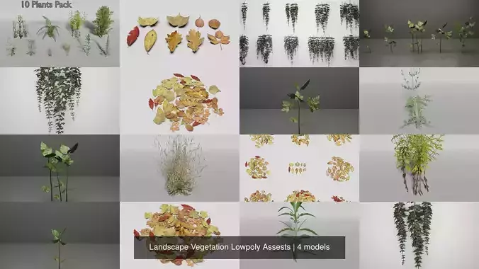 Landscape Vegetation Lowpoly Assests 3D Model Collection