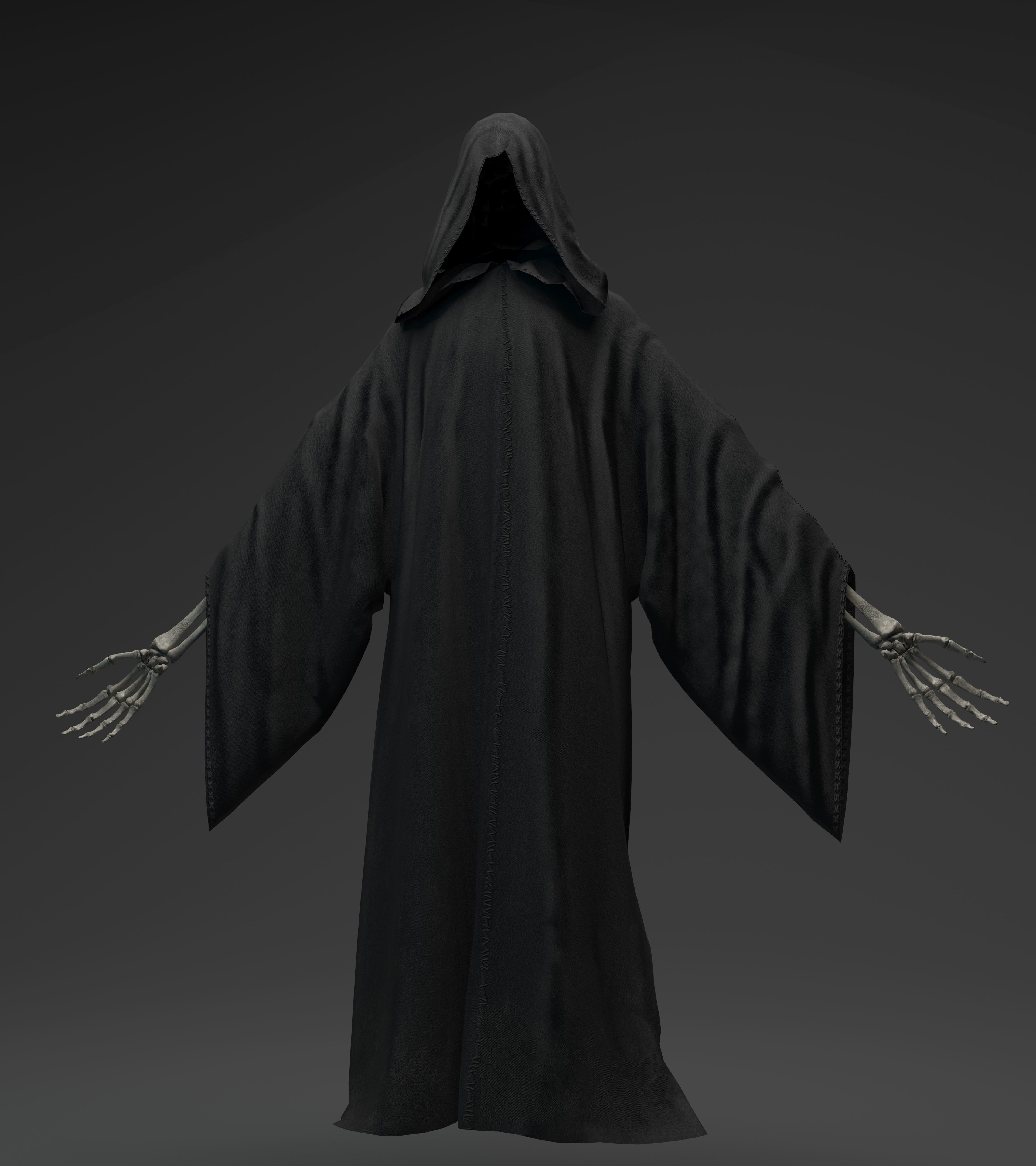 Reaper cloak with skeletons Low-poly 3D model_1