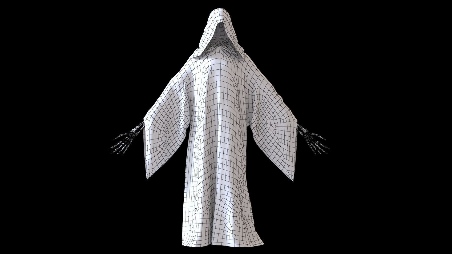 Reaper cloak with skeletons Low-poly 3D model_6