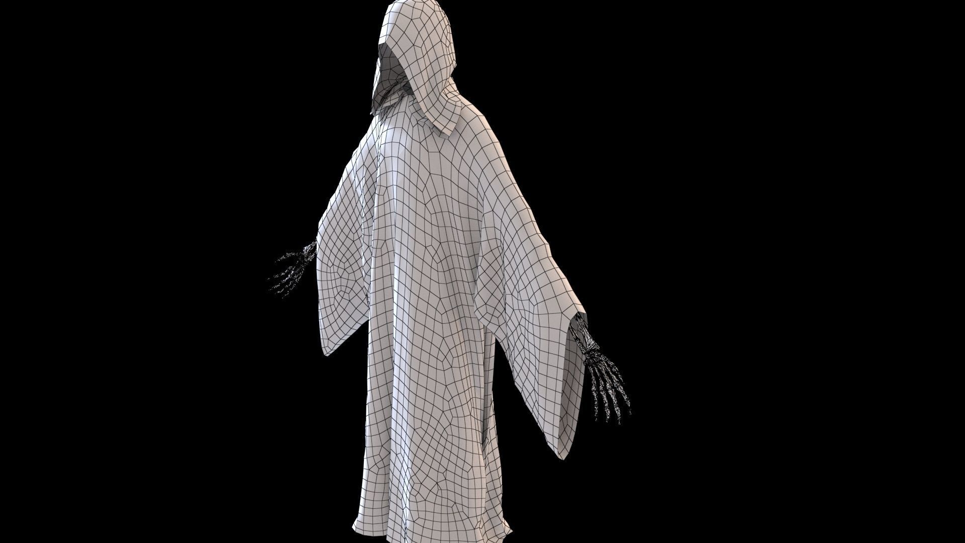 Reaper cloak with skeletons Low-poly 3D model_8