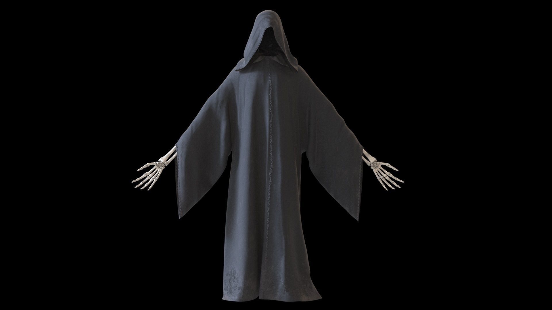 Reaper cloak with skeletons Low-poly 3D model_5