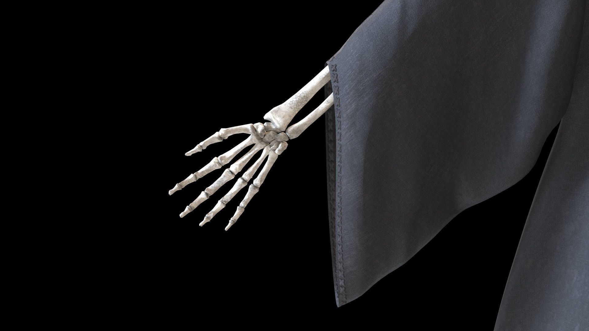 Reaper cloak with skeletons Low-poly 3D model_3