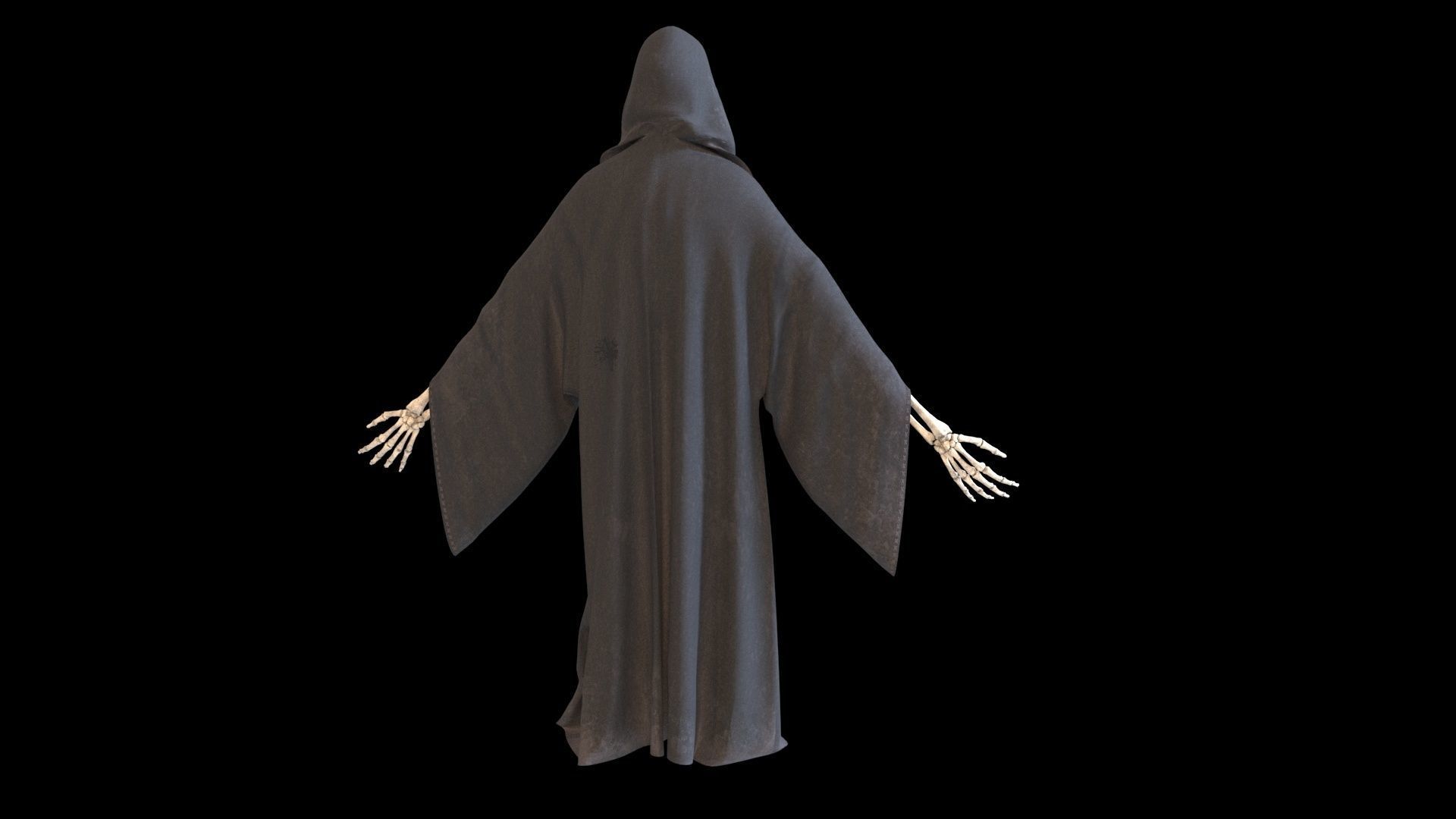 Reaper cloak with skeletons Low-poly 3D model_2