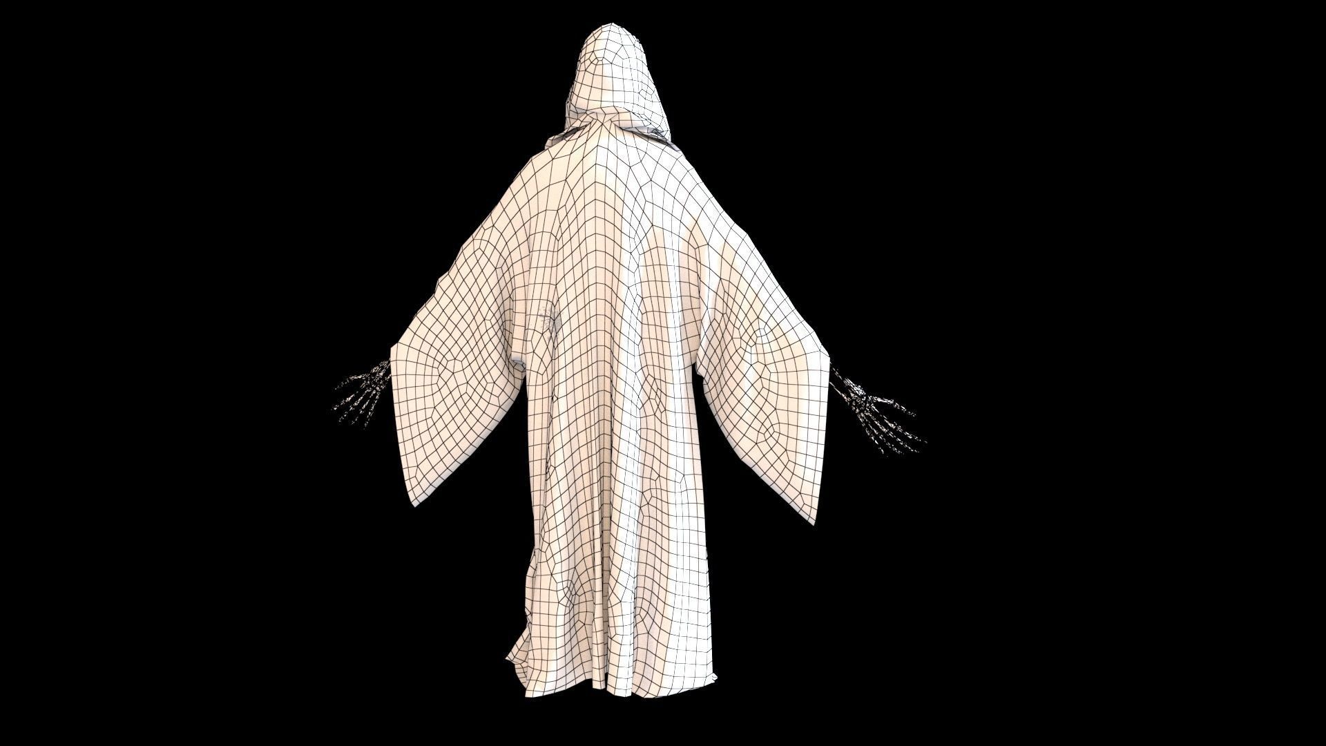 Reaper cloak with skeletons Low-poly 3D model_7