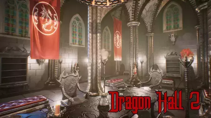 Dragon Hall 2 UNREAL Engine Low-poly 3D model