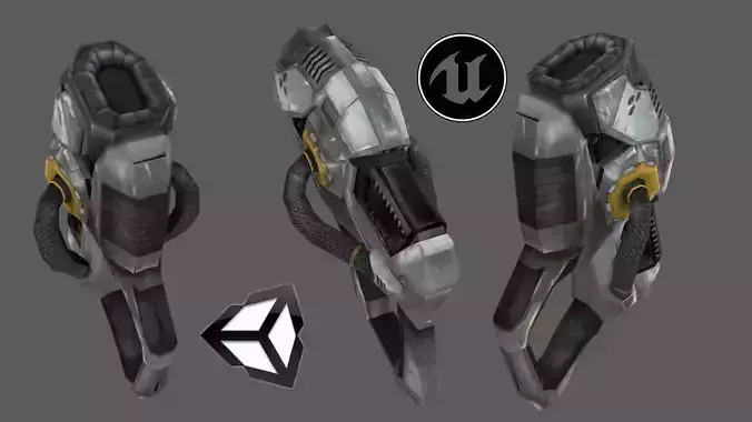 Sci Fi Pistol handgun low poly 3D model