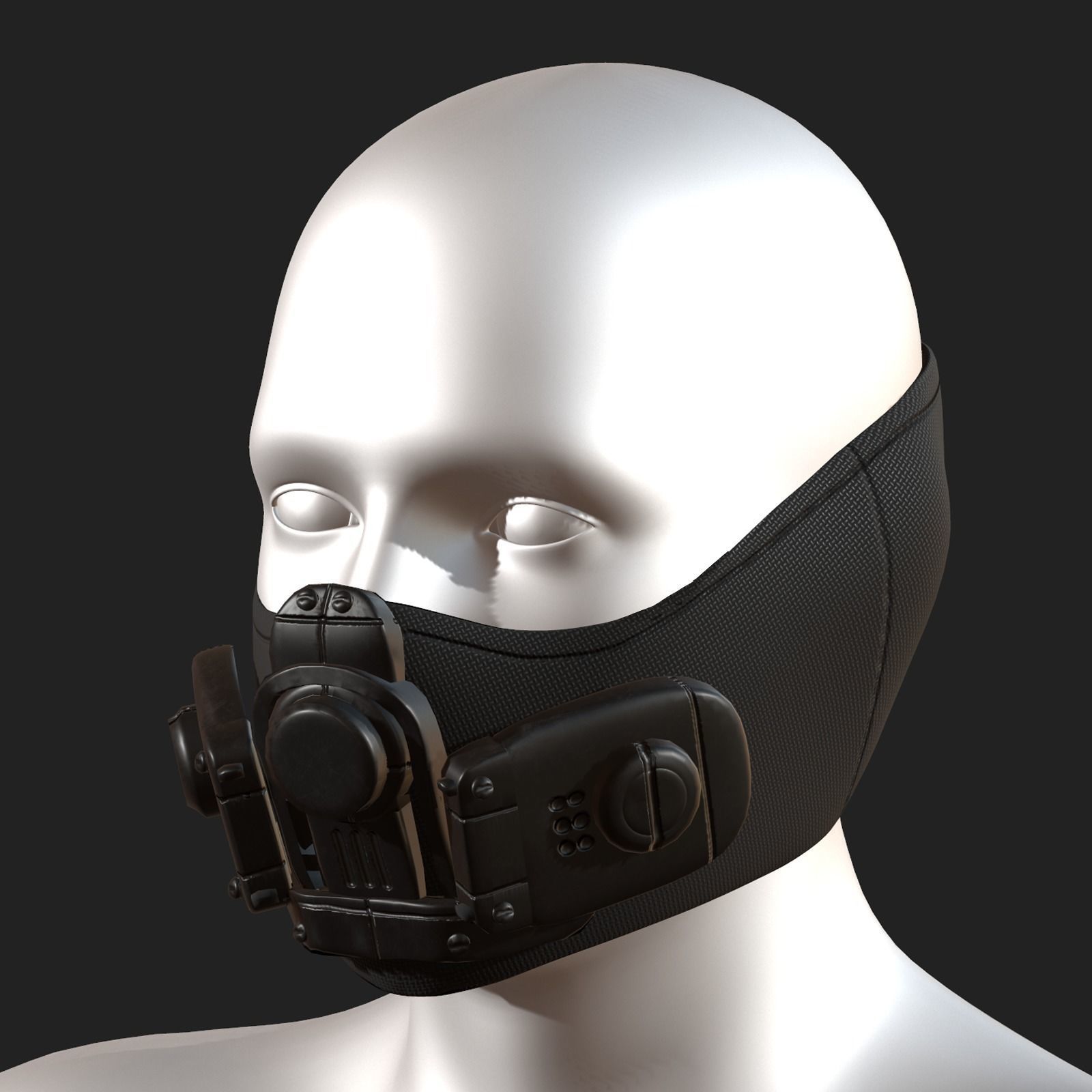 Gas mask respirator scifi futuristic 3d  Low-poly 3D model_8