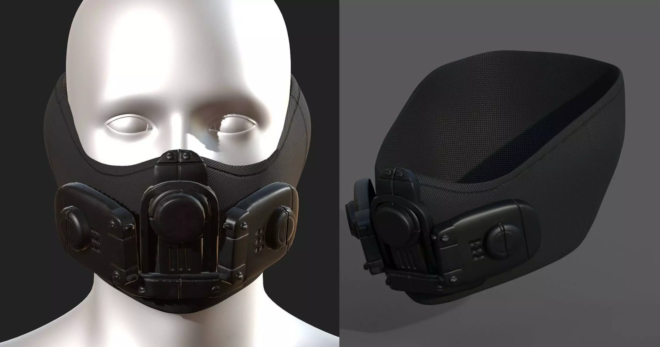 Gas mask respirator scifi futuristic 3d  Low-poly 3D model_0