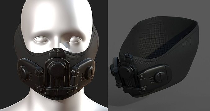 Gas mask respirator scifi futuristic 3d  Low-poly 3D model