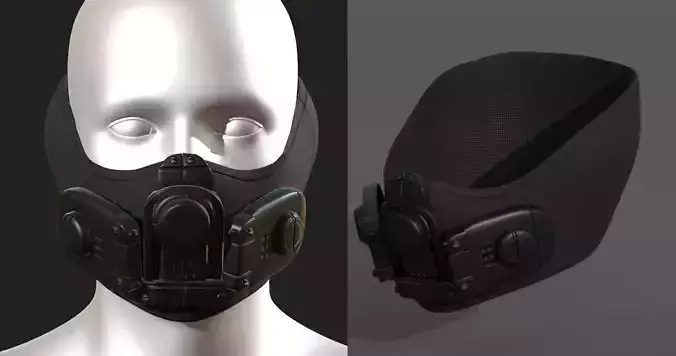 Gas mask respirator scifi futuristic 3d  Low-poly 3D model